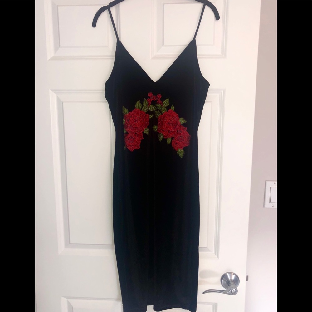 Black Suede Midi Dress w/spaghetti straps